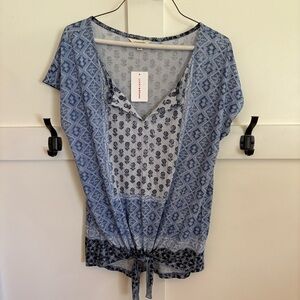 Lucky Brand NWT Sz Small Blue Boho Patterned Women's Top